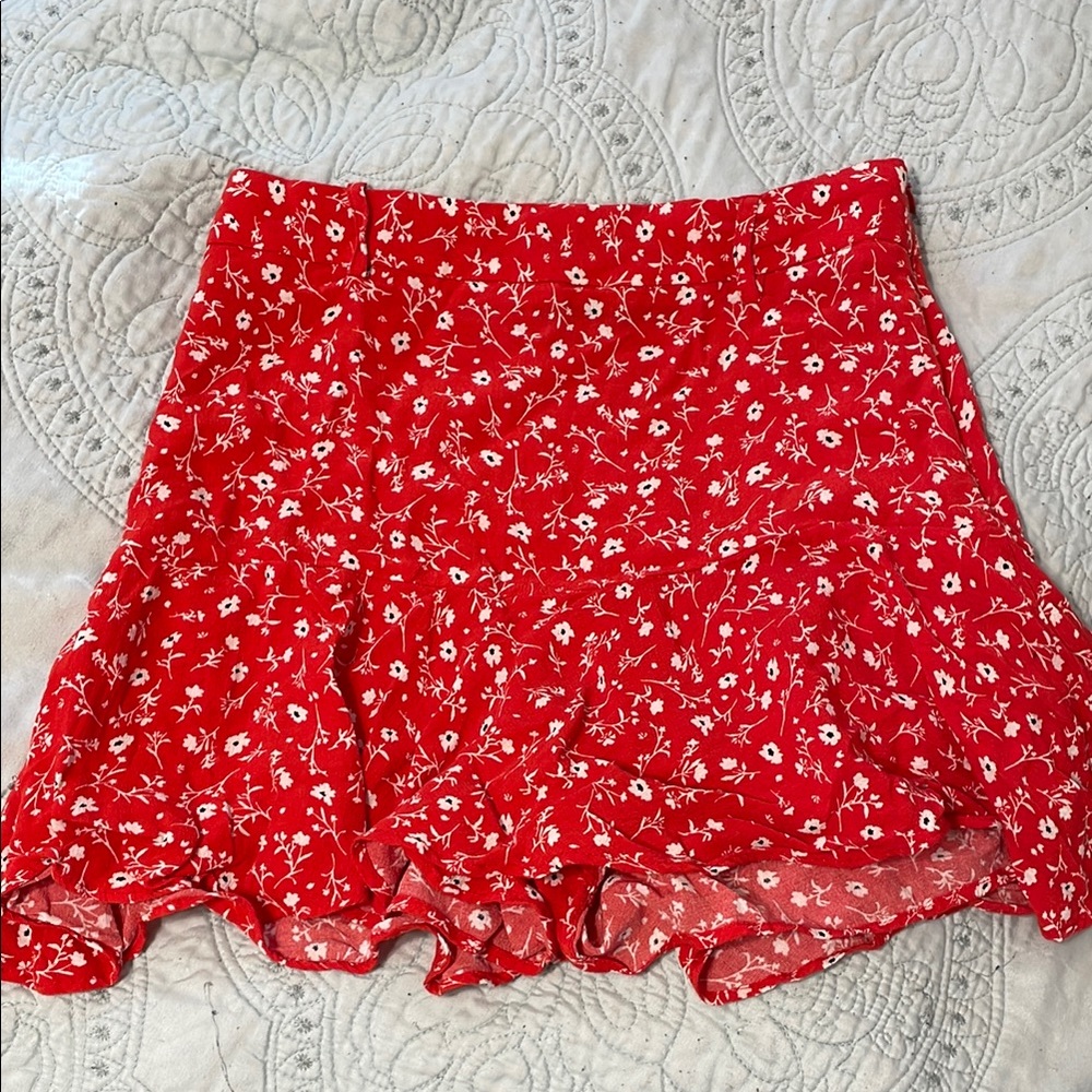 Zara Red Floral Skirt